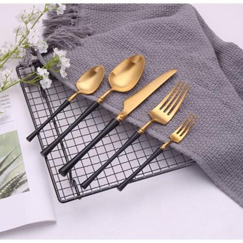 Black Golden Cutlery Set Stainless Steel Tableware Dinner Forks Knives Spoons Luxury Tableware Dishwasher Safe Flatware Fork Set