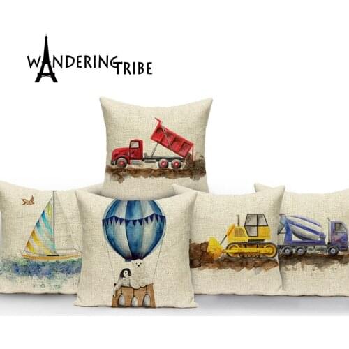 Pillowcase Cotton Linen cartoon Animal balloon decorative cushions traffic tools cushions home decor Pattern Cushions