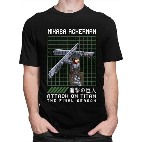 Attack On Titan Mikasa Ackerman Tshirts Men Fashion Tee Tops Cotton T Shirt Short Sleeve Anime Manga T-shirt Gift Clothing
