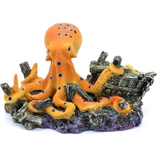 Octopus Treasure Chest Aquarium Fish Tank Landscaping Decoration Vintage Decor