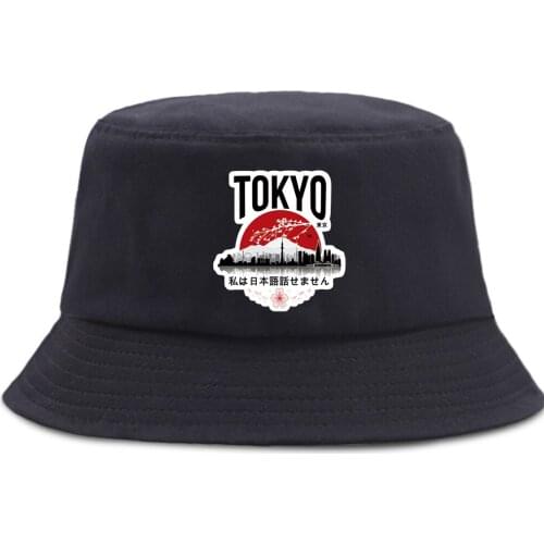 Tokyo I Don't Speak Anime Bucket Hat Outdoor Casual Fisherman Cap Unisex Sun Shade Panama Caps Summer Street Beach Fishing Hats