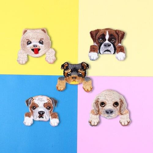 Cartoon animal Dog patches embroidery animal DIY clothing accessory patch for Childrens jacket clothes iron on patch