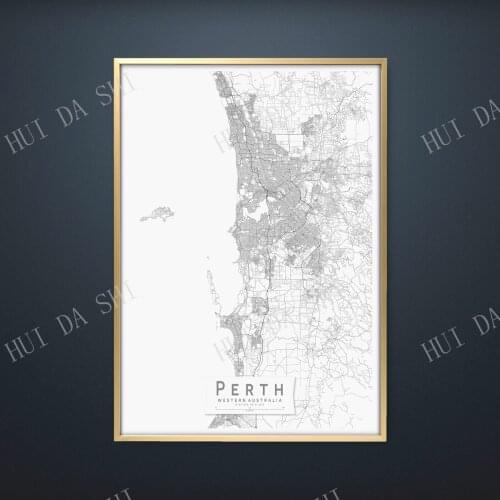 PERTH Map Print | Black & White Australia City Map Print | Mono Wall Art Poster | Minimalistic Wall decor