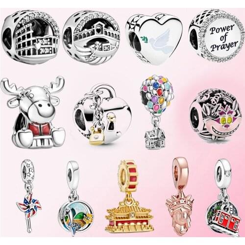 2020 New Style 925 Sterling Silver Beijing Forbidden City Rose Statue Of Liberty Beach Parrot Pendant Diy Charm Fashion Jewelry
