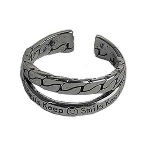 POTCET Unisex Double Smiley Can Open Ring Geometric Fashion Retro Hip Hop Personality Party Jewelry