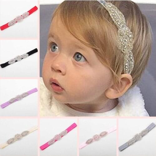 Chic Shining Little Wings Rhinestone Baby Girls Headband Solid Color Elastic Hair Band Fashion Kids Accessories Birthday Gifts