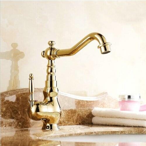 Basin Faucets Golden Mixer Taps Single Hole Sink Faucet for Washbasin G1017