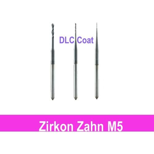 Dental Lab CADCAM End Milling Burs With DLC Coat For Zirconia Zirkon Zahn M5 Shank 3MM Cutting Edge Diameter 0.5mm1.0mm2.0mm