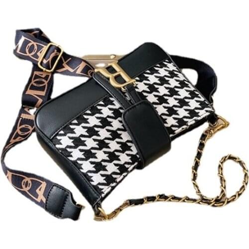 Retro Plaid Shoulder Bag Women Portable Chain Messenger Handbags Women Bags Female Fashion Crossbody Bags Simple Ladies Totes