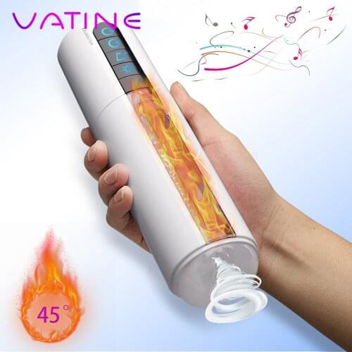 VATINE Intelligent Voice Heating Sucking Masturbation Cup Vibrating Deep Throat Oral Aircraft Cup Sex Toys for Man