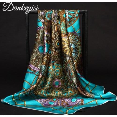 DANKEYISI Pure Silk Scarf Women Square Designer Scarf Female Ring Neck Head Big Shawls Scarfs Hair Bag Ribbon Scarves Bandana