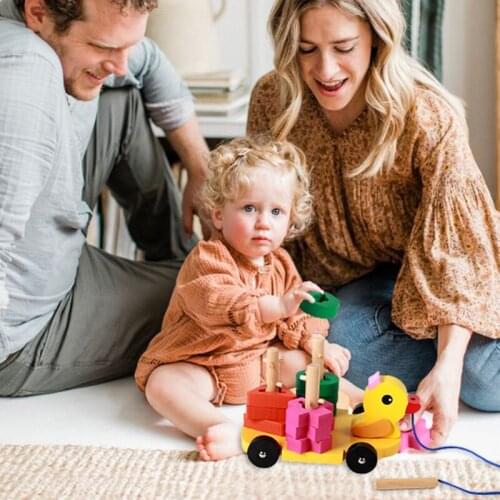 1 Set Baby Education Toy Wooden Color Drag Push Cart Cute Caterpillar Childrens Interest Montessori Toys