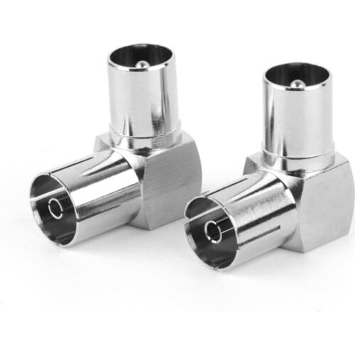 1PCS 90 Degrees Right Angled TV RF Male Plug To Female Jack Head Type Cable Antenna Connector