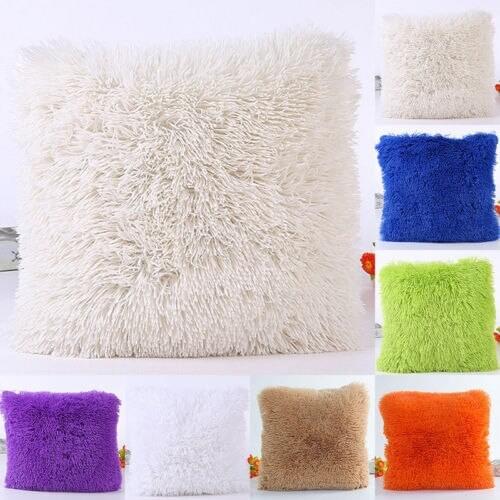 1Pcs Decorative Plush Furry Pillow Cover Case Slipcover Throw Home Bed Room Decals Case Container 43X43CM