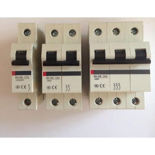 1Pc Miniature Circuit Breaker BH-D6 1P 2Pole 3Pole Overload Air Switch 6A 10A 16A 20A 25A 32A 40A 50A 63A