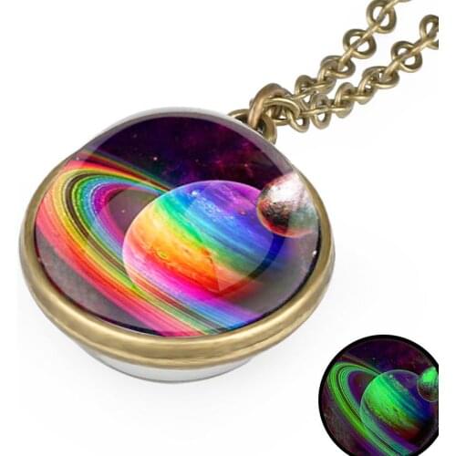 10PC New Nebula Galaxy Double Sided Pendant Necklace Universe Planet Jewelry Glass Art Picture Handmade Statement Necklace