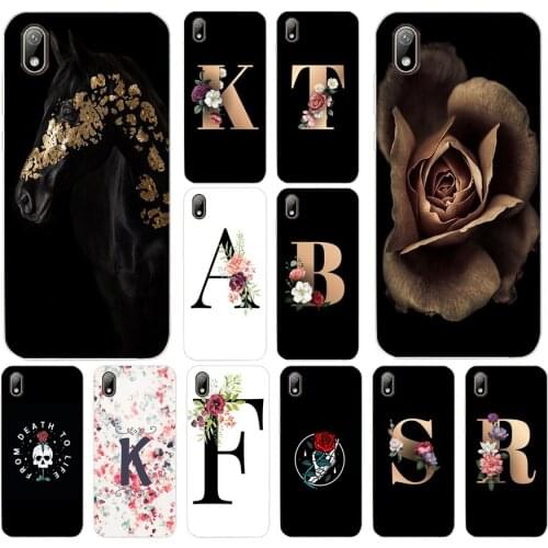 104AA Letter Flowers Silicone TPU Protective Cover Phone Case On Case For Huawei Y5 Y6 Y7 Prime 2019 Case Soft