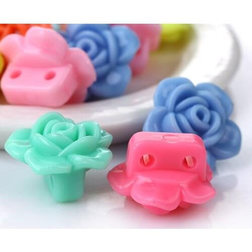 18x12mm 100Pcs Mixed Color Acrylic Flower Spacer Beads Flatback Cabochon Scrapbooking Craft