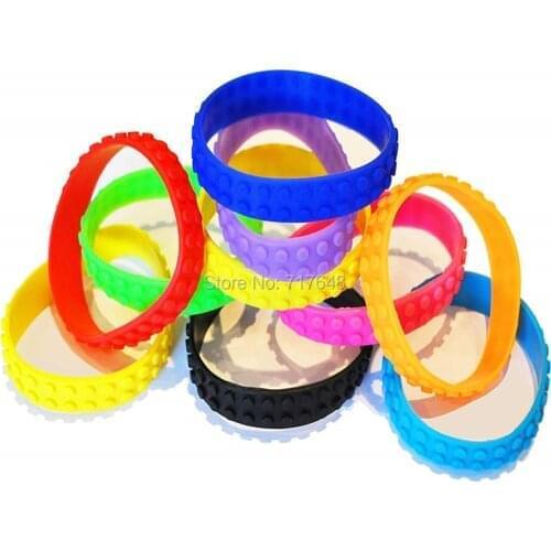 300pcs Toy Block Bricks Colourful wristband silicone bracelets free shipping by FEDEX A