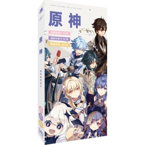 340pcs/Set Genshin Impact Postcard Games Anime Characters Postcards Cosplay Accessories Blessing Greeting Cards Stickers Gifts