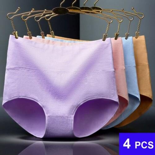 4pcs/Lot Plus Size Women Pure Cotton Panties Female Underwear Cozy Soild Color Lady Briefs Soft Underpants Lingeries