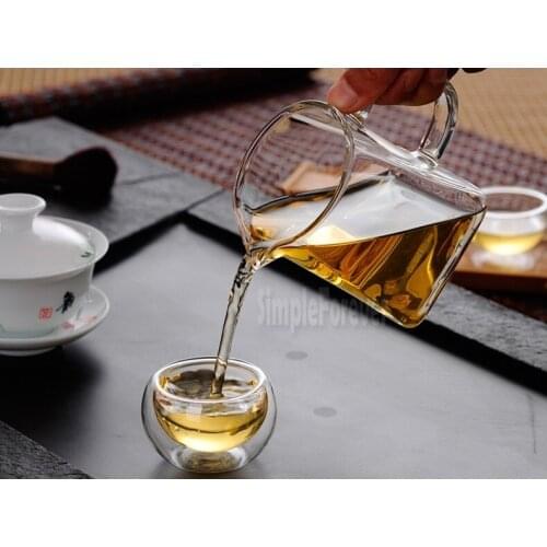 Brand New 50ML Elegant Clear Glass Tea Cup Heat Resistant Double Wall Layer Glass for Flower Tea Wholesale