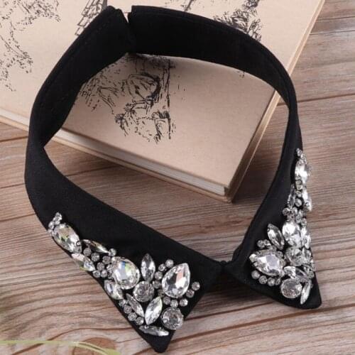 Diamonte False Collar Choker Necklaces Detachable Lapel Shirt Fake Collars