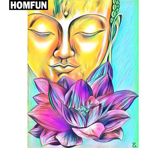 HOMFUN Full Square/Round Drill 5D DIY Diamond Painting "Buddha Lotus" Embroidery Cross Stitch 5D Home Decor Gift A01390