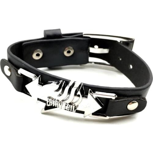 Anime Fairy Tail Logo charm bracelet black leather Chain Unisex Nice Accessories letter Fairytail Bracelets Toy Gifts For Fans