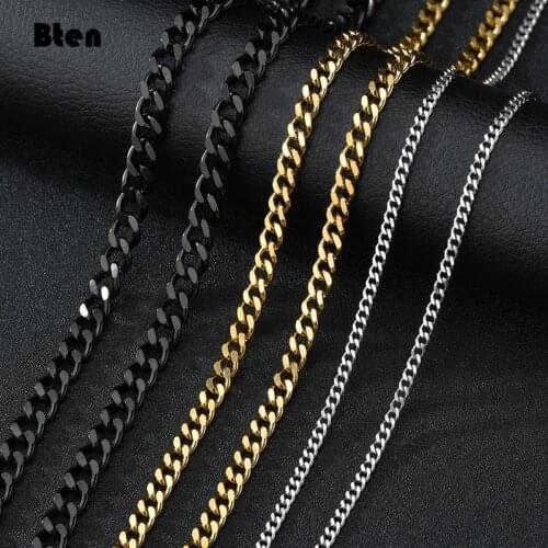BTEN High Quality Width 3mm/ 5mm/7mm Stainless Steel Gold Cuban Chain Waterproof Men woman Curb Link Necklace Various Sizes