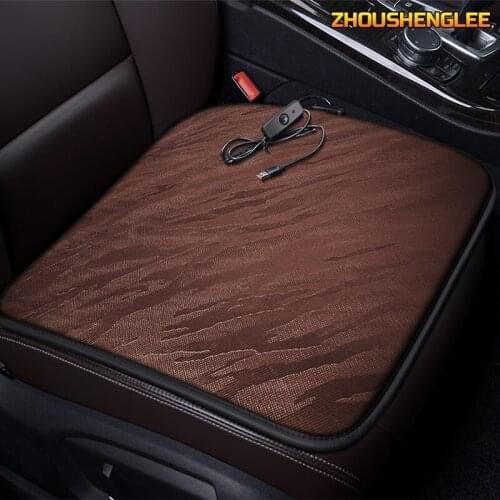 ZHOUSHENGLEE 12V Heated car seat cover for Jaguar all models F-PACE XE XJ XF XEL XJL XFL winter cushions car styling