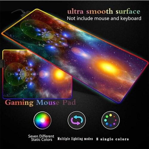 Colorful Starry Sky Mouse Pad Game Console RGB Large Computer Desk Mouse Pad LED Backlight Keyboard Keyboard Pad Game Carpet Cs