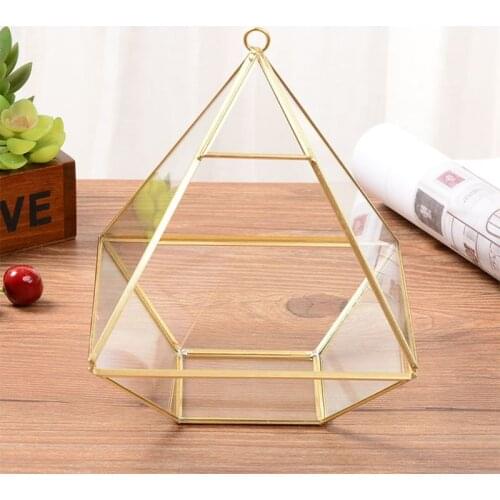 Decorative Jewelry Chest Geometric Terrarium Geometric Diamond Desktop Garden Planter