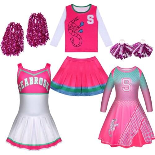 Kids Carnival Halloween Cheerleader Costume Cosplay Girls Addison Outfit Fancy Dress Zombie Cheer Camp Costumes Clothes for Girl