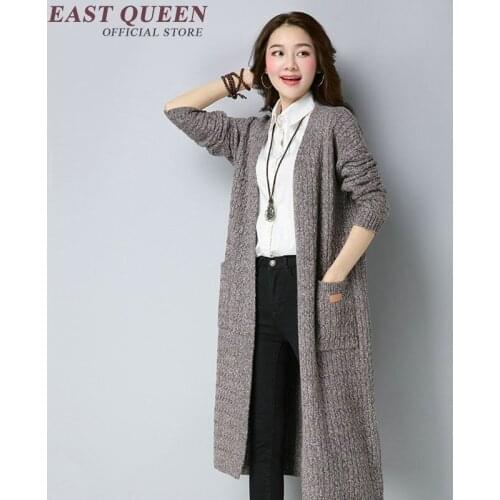 Long cardigan female knitted 2018 Long Sweater Wild Cardigan Female Long Sleeve Knitwear long knitted cardigans AA2987 Y