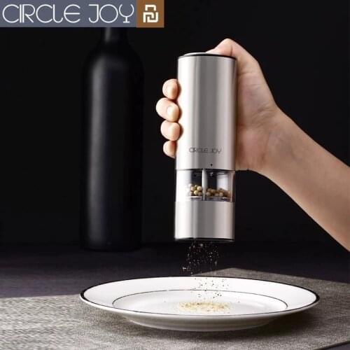 Youpin Circle Joy Electric Grinder Automatic Mill Pepper Salt LED Light 5 Modes Peper Spice Grain Porcelain Grinding Core Mill
