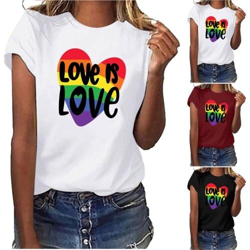 25# New Rainbow Printed Oversized T Shirt Womens Summer Gay Voice Top Tee Short Sleeve Pullover Casual T-shirt Блузка Женская
