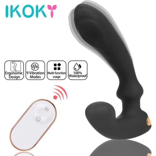 IKOKY Remote Control Anal Vibrator 9 Modes Prostate Massager Butt Plug Anus Vibrating Erotic Toys Sex Toy For Men Woman