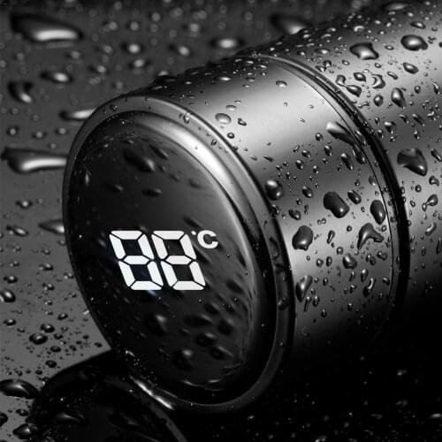 1Pc Temperature Display Intelligent Stainless Steel Coffee Mug Hot Water Technology Black Cup Leak-Proof Vacuum A6S6