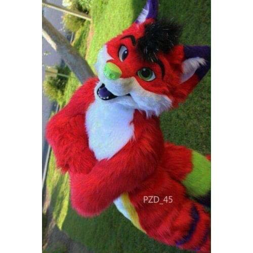 MascotBJ Long Fur Husky Dog Fox Mascot Costume Fursuit Halloween Suit Cosplay