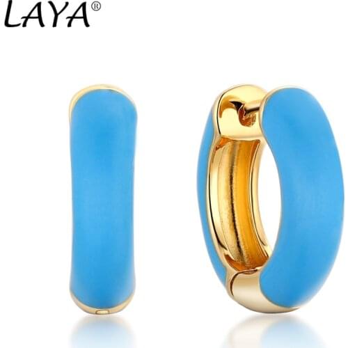 925 Sterling Silver Simple Design Circle Colorful Enamel Earrings For Womens Wedding High Quality Classic Luxury Jewelry Gift