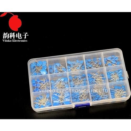 15Values*20Pcs Capacitor Set High Voltage Ceramic Capacitors Assortment Assorted Kit Box 1nF 2.2nF 10nF 22nF 0.47nF 0.56nF-10nF