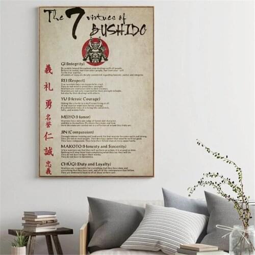 7 Virtues of Bushido Samurai Japanese Culture Canvas Painting Poster Print Wall Art Pictures for Living Room Home Decor Cuadros