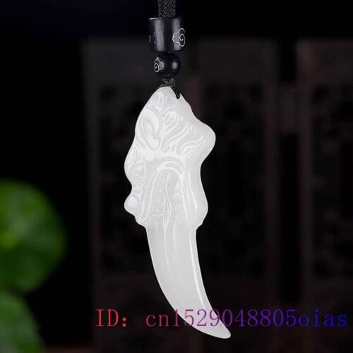 Jade Wolf tooth Pendant Jewelry Natural Charm Jadeite Necklace Chinese Amulet Gemstone Double sided Fashion Carved Gifts