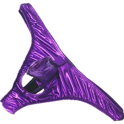 Men Lingerie Latex Briefs Wetlook Leather G-string Underwear Closed Penis Sheath Faux Leather Thong G021 Mens Underwear