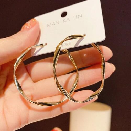 BLIJERY 2020 New Gold Color Big Hoop Earrings for Women Jewelry Brincos Elegant Twist Circle Earrings Boucles d'oreill