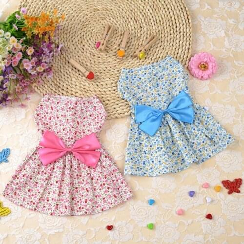 Spring Summer Pet Clothing Comfortable Pet Princess Dress for Summer and Spring Cute Pet Dog Clothes with Fashionable Bowknot