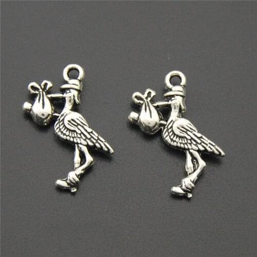 30pcs Tibetan Silver Color Big Hole Ostrich Charm Pendant Diy For Jewelry Making A2222