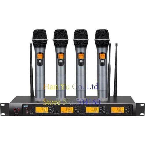 Professional 4x100 Channel UHF Wireless Microphone System KTV wireless microphone infrared to frequency