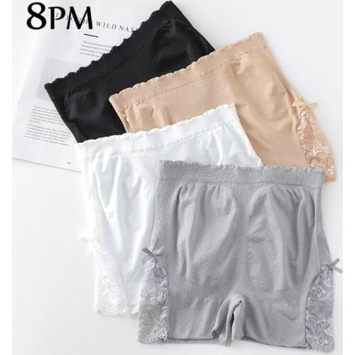 New Summer Women Safety Shorts Lace Shorts High Waist Short Sex Hot Pants White Plus Size Short Sleep Bottoms Sexy Soft ouc1021